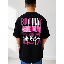 525 Oversize Sırt Baskılı Streetwear Unisex T-shirt Brooklyn Siyah