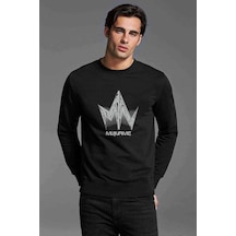 Myname Baskılı Siyah Erkek Örme Sweatshirt
