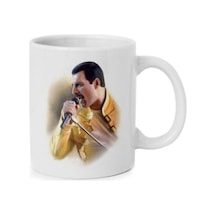 Queen Freddie Mercury Baskılı Kupa Beyaz