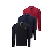 Üçlü Set V4009 Dewberry Erkek Sweatshırt-siyah-lacivert-bordo Siyah-lacivert-bordo