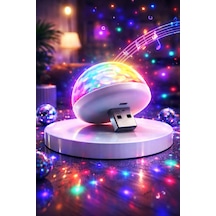 Usb Mini Disko Topu Rgb 7 Renk Ses Duyarlı Araç İçi Led Parti Işığı Yeşil
