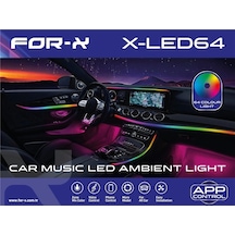 For-x Araç İçi Ambiyans Led Aydınlatma - For-x X-led64 64 Renkli Müziğe Duyarlı Rbg Led Ambians Aydı