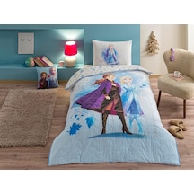 Taç Disney Frozen Sisters Standart Pamuk Nevresim Takımı, Mavi, Tek Kişilik Sku: Smg8690010186218 0