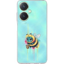 Vivo Y27 İle Uyumlu Splash Arı Tasarımlı Şeffaf Silikon Kılıf Şeffaf
