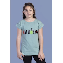 Toontoy Kids Toontoy Kız Çocuk California Baskılı Tişört Yeşil