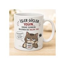 Kedi Tasarımlı Kupa Bardak Beyaz Beyaz