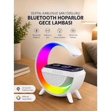 Google Dijital Kablosuz Şarj Özellikli Bluetooth Hoparlör Gece Lambası - Lisinya Çok Renkli