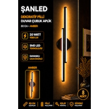 Dekoratif 20w İç Mekan Siyah Kasa Amber Işık 60 Cm Duvar Aplik Pilli 8 Adet