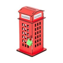 Ahşap Kumbara London Telefon Kulübesi 16 Cm