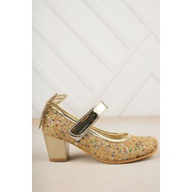 EPAAVM - Topuklu Arkası Kelebekli Altın Taşlı Ayakkabı - MWM2... Altın