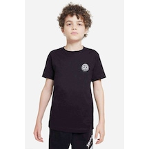 Tshirthane Göğüs Uzay Panda Baskılı Unisex Çocuk Siyah T-Shirt