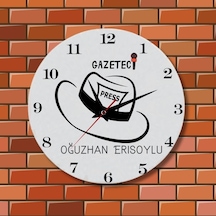 Gazetecilere Özel Tasarımlı Hediye Duvar Saati Cam Duvar Saati Çok Renkli