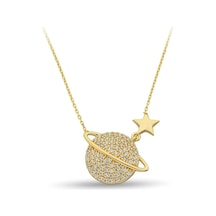 Çgk Çiğdem Gürel Kuyumculuk Gezegen Ay Yıldız Altın Kolye 14k Gold