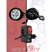 6 Ledli Ayna Bağlantılı Açı Ayarlı Ultra Güçlü Motosiklet Sis Farı Ve Gündüz Ledi + Usb Şarj Bağlantılı Aç Kapa Butonu Full Set