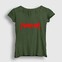 Presmono Kadın Logo Manowar T-shirt Haki