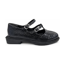 Papucumun Dünyası Kadın Çift Bantlı Mary Jane Model Loafer Ayakkkabı Siyah2