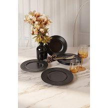 Keramika Mat Siyah Myra Pasta Tabağı 22 Cm 6 Adet 956 Siyah