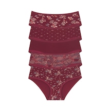18006-5 Kadın 5'li Flowers Bato Külot Paketi V27-bordo Bordo