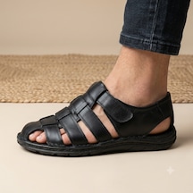 Obucca Deri Siyah Jelli Siyah Sandalet Siyah - Siyah