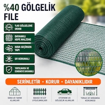 Gölgelik File 1,5x100 M Koruma Filesi %40 Arı Tülü Arı Filesi Kuş Filesi Tavuk Filesi Gölgeleme Tülü Yeşil - Haki
