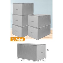 Serstil 5 Adet - Büyük Boy Antrasit Çizgili Hurç - 74 X 46 X 46 Cm Gri