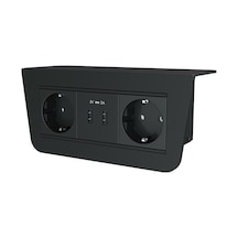 Metalline® Under-line Tezgah Altı Priz&Usb Kutusu - Siyah