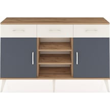 Arges Konsol 4 Raflı 3 Çekmeceli 2 Kapaklı 132x30x83 Çam-antrasit/aytaşı Antrasit/aytaşı