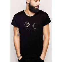 Daft Punk Baskılı Siyah Erkek Tshirt