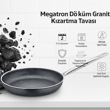 Polochef Megatron 30 Cm Granit Döküm Et, Balık, Sote Tavası Çelik Saplı Büyük Boy Gri