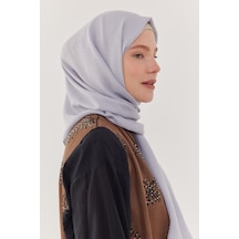 Mirsoy Scarf Çizgi Desen Pamuk Jakar Şal - Buz Mavi Buz Mavi
