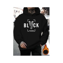Medinenur Black Baskılı 2 Iplik Şardonlu Sweatshirt Siyah