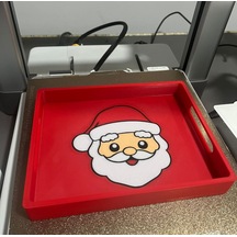 3d Baskı Noel Baba Formlu Yılbaşı Servis Tepsisi Dekoratif Sunum Tabağı Çok Renkli