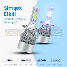 H4 Buz Mavi C6 Led Xenon Far Ampulü Şimşek Etkili 5800LM