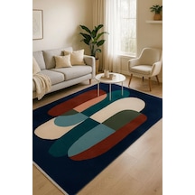 Lacivert Renkli Geometrik Desen Tasarım Modern Halı Dekoratif Kilim Lacivert