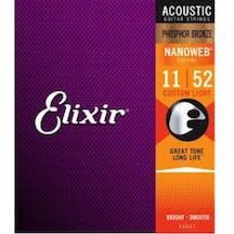 Elixir 16027 Nanoweb Phosphor Bronze Akustik Gitar Teli (11-52)