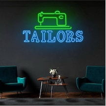 Terzilere Özel Taılors Yazılı Neon Tabela Mavi
