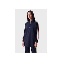 LC Waikiki Alıta Cıty Farkıyla Lcw Everyday Lacivert Dalgıç Kumaşı Düz Loose & Bol Kadın Sweatshirt Tunik Lacivert - 931615283 Lacivert