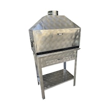 Paslanmaz Kömürlü Mangal 35 X 60 Cm Dik Bacalı Barbekü