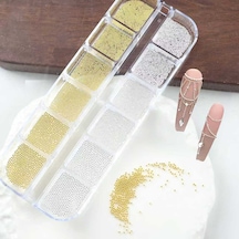 12li Tırnak Süsleme Parlak Metal Havyar Taşları Küçük Boy Nail Art Boncukları Wn-523
