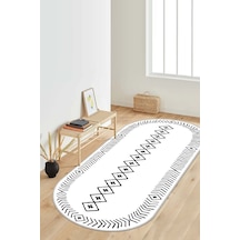 West Home Dijital Baskı Yıkanabilir Kaymaz Taban Oval Mutfak Halısı Salon Halısı Ve Yolluk Wh 375 White Oval