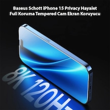 Baseus Schott İphone 15 Privacy Hayalet Full Koruma Tempered Cam Ekran Koruyucu- 5775