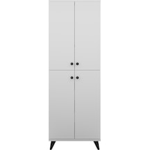 Simple Çok Amaçlı Dolap 5 Raflı 4 Kapaklı 60x44x176 Beyaz Beyaz