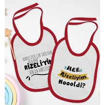 BK Kids Rizeliyim Tasarımlı 2’li Kırmızı Mama Önlüğü-1 Kırmızı