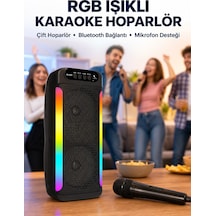 Rgb Işıklı Çift Hoparlörlü Taşınabilir Bluetooth Speaker Ve Mikrofon Yeni Nesil - Lisinya