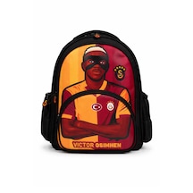Galatasaray Lisanslı Victor Osimhen Figürlü 3 Bölmeli Okul Çantası - Su İtici Kumaşlı Sırt Çantası Siyah