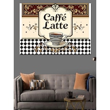 Retro Caffè Latte Tabelası Dekoratif Kanvas - Mdf Ahşap Tablo