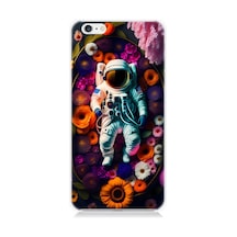 Apple Uyumlu iPhone 6 Silikon Kılıf Astronot Ve Çiçekler