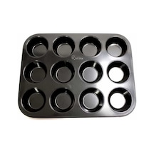 Metaltex 12'Li Muffin Çelik Teflon Kek Kalıbı 35 Cm Siyah