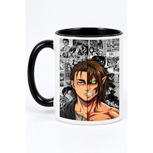 Attack On Titan Eren Yeager Porselen Anime Hediye Kupa Bardak Siyah