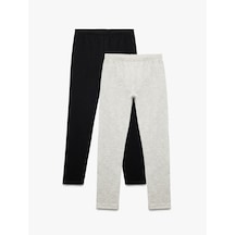 Koton Beli Lastikli 2'li Basic Tayt Seti Gri 5skg10285ak Gri